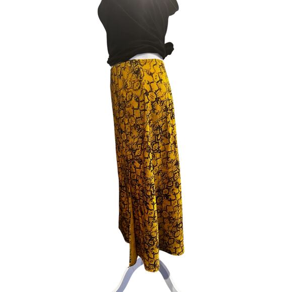 ANTHROPOLOGIE CURRENT AIR Harmony Metallic Snake Print Skirt Yellow Size Small - Picture 4 of 8